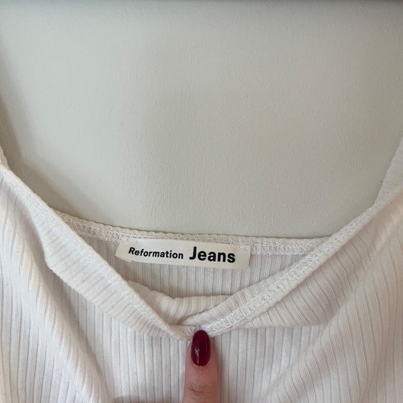 Reformation Jeans Ribbed Square Neck Tank Top - Picture 2 of 4